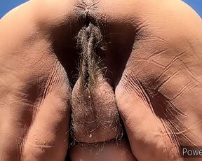 Stopping in the desert to pee. Latina granny, mature