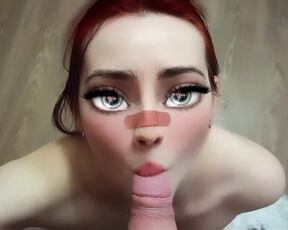 ANIME GIRL SUCKS COCK CLOSE-UP !!!